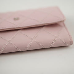 Chanel Matelasse Leather Pink Clip Cardholder