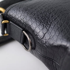 Chanel Gabrielle Large Croc Embossed Bag Black