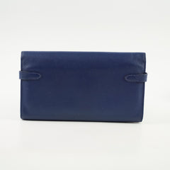 Hermes Kelly Long Wallet Epsom in Blue T Stamp