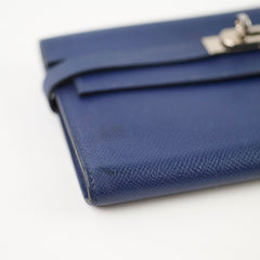 Hermes Kelly Long Wallet Epsom in Blue T Stamp