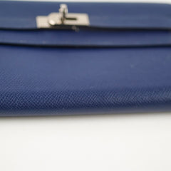Hermes Kelly Long Wallet Epsom in Blue T Stamp