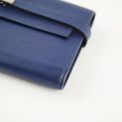 Hermes Kelly Long Wallet Epsom in Blue T Stamp