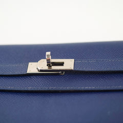 Hermes Kelly Long Wallet Epsom in Blue T Stamp