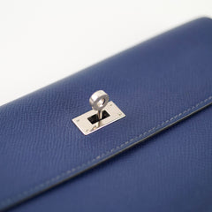 Hermes Kelly Long Wallet Epsom in Blue T Stamp