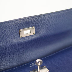 Hermes Kelly Long Wallet Epsom in Blue T Stamp