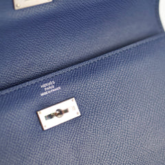 Hermes Kelly Long Wallet Epsom in Blue T Stamp