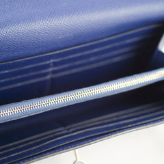 Hermes Kelly Long Wallet Epsom in Blue T Stamp
