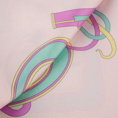 Hermes La Ligne Coup De Fouet 90cm Silk Scarf Rose Dragee/Vert/Jaune Souf