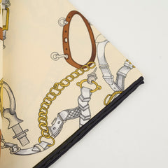 Hermes Les Dechaines 90cm Silk Scarf Ivory/Vert Loden Hold BO