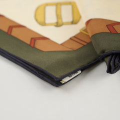 Hermes Les Dechaines 90cm Silk Scarf Ivory/Vert Loden Hold BO