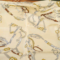 Hermes Les Dechaines 90cm Silk Scarf Ivory/Vert Loden Hold BO