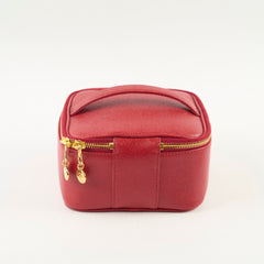 Red leather jewelry box with gold zipper 
