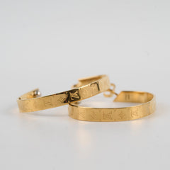 Louis Vuitton Nanogram Hoop Earrings Yellow Gold Plated Costume Jewellery