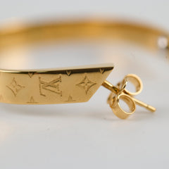 Louis Vuitton Nanogram Hoop Earrings Yellow Gold Plated Costume Jewellery