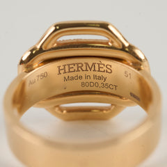 Hermes Attelage 18k Rose Gold Daimond Ring Size 51