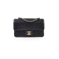 Chanel Mini Rectangle Black Lambskin Chevron GHW