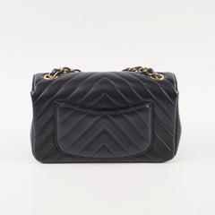 Chanel Mini Rectangle Black Lambskin Chevron GHW