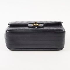 Chanel Mini Rectangle Black Lambskin Chevron GHW