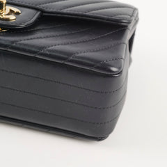 Chanel Mini Rectangle Black Lambskin Chevron GHW