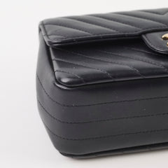 Chanel Mini Rectangle Black Lambskin Chevron GHW