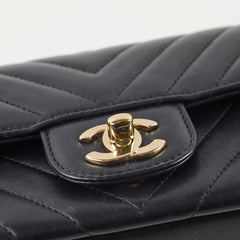 Chanel Mini Rectangle Black Lambskin Chevron GHW