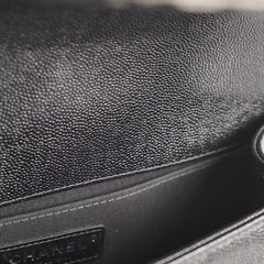 Chanel Old Medium Boy Bag Black Caviar Chevron SHW