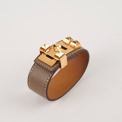 Hermes Collier De Chien Leather Bracelet Swift Etoupe