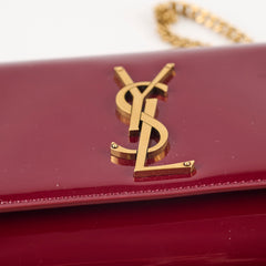 Saint Laurent Small Patent Kate Burgundy
