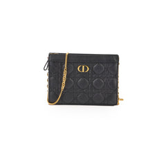 Christian Dior Caro Every Pouch Clutch on Chain Black