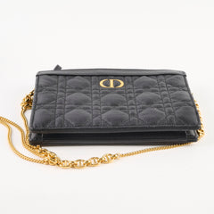 Christian Dior Caro Every Pouch Clutch on Chain Black