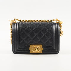 Chanel Mini Boy Bag Black Caviar GHW (Microchip)