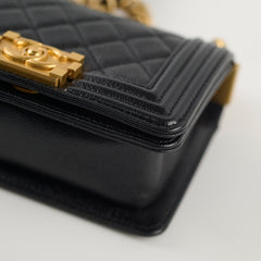 Chanel Mini Boy Bag Black Caviar GHW (Microchip)