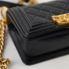 Chanel Mini Boy Bag Black Caviar GHW (Microchip)