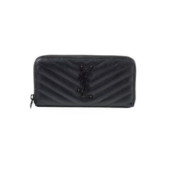 Saint Laurent Logo Long Wallet Black
