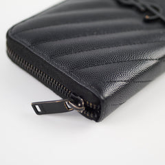Saint Laurent Logo Long Wallet Black