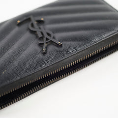 Saint Laurent Logo Long Wallet Black