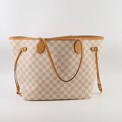 Louis Vuitton Neverfull MM Damier Azur with pouch (pink interior)