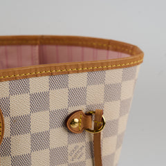 Louis Vuitton Neverfull MM Damier Azur with pouch (pink interior)