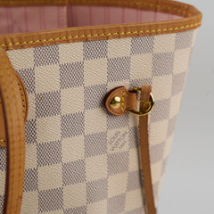 Louis Vuitton Neverfull MM Damier Azur with pouch (pink interior)