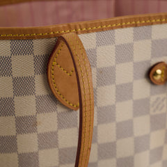Louis Vuitton Neverfull MM Damier Azur with pouch (pink interior)