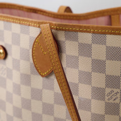 Louis Vuitton Neverfull MM Damier Azur with pouch (pink interior)