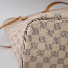 Louis Vuitton Neverfull MM Damier Azur with pouch (pink interior)