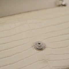 Saint Laurent Sunset Croc Embossed Small Beige