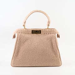 Fendi Curly Shearling Medium Peekaboo I SEE YOU Rosa Plaster