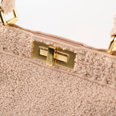 Fendi Curly Shearling Medium Peekaboo I SEE YOU Rosa Plaster