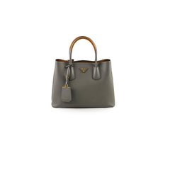 Prada Saffiaino Cuir Double Bag Grey/Tan