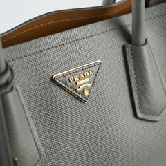 Prada Saffiaino Cuir Double Bag Grey/Tan