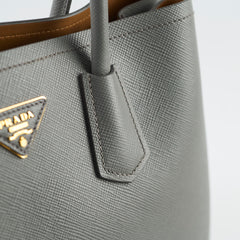 Prada Saffiaino Cuir Double Bag Grey/Tan