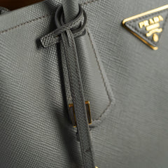 Prada Saffiaino Cuir Double Bag Grey/Tan