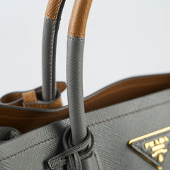Prada Saffiaino Cuir Double Bag Grey/Tan